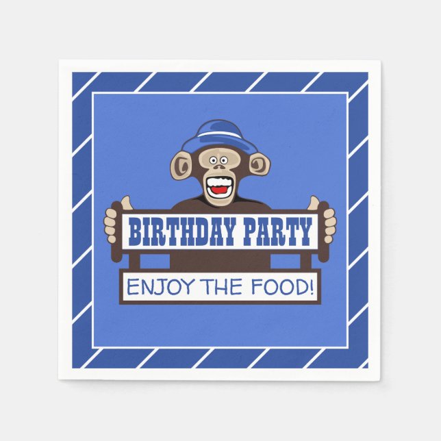 Servilleta De Papel Queky Monkey Cumpleaños Fiesta Napkin (Anverso)