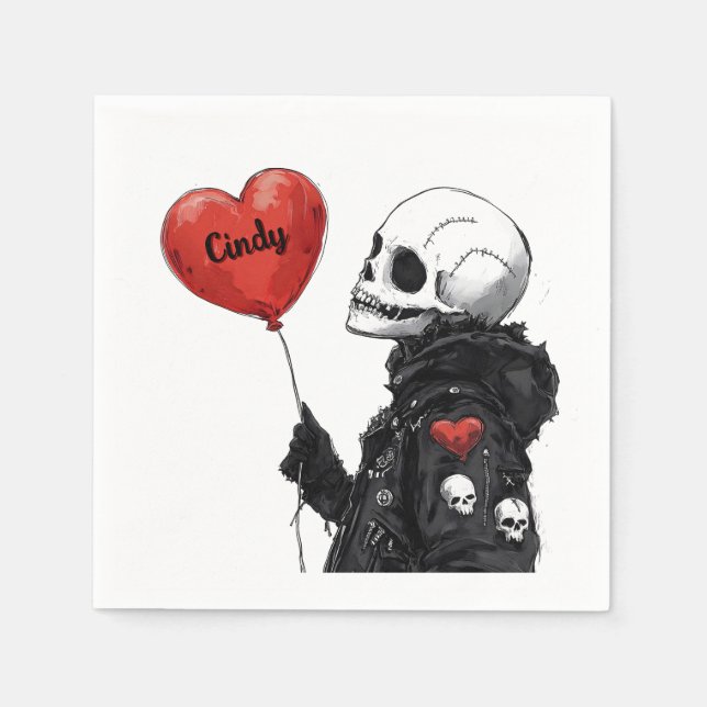 Servilleta De Papel Querido Personalizable - Calavera con globo (Anverso)
