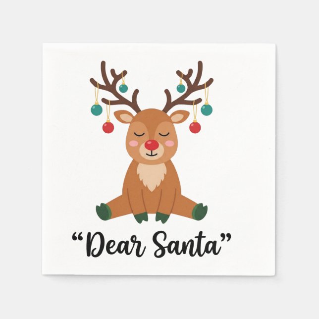 Servilleta De Papel Querido Reno Santa Navidad ArtCozy Fiesta (Anverso)