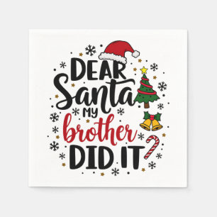 Servilleta De Papel Querido Santa Mi Hermano hizo Navidades traviesos