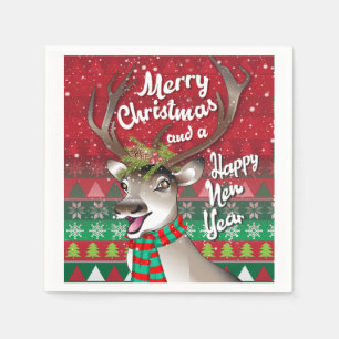 Servilleta De Papel Queridos renos: Feliz Navidad y feliz Año Nuevo