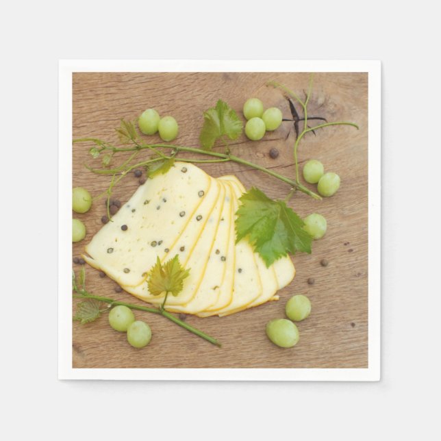 Servilleta De Papel queso en rodajas con uvas (Anverso)