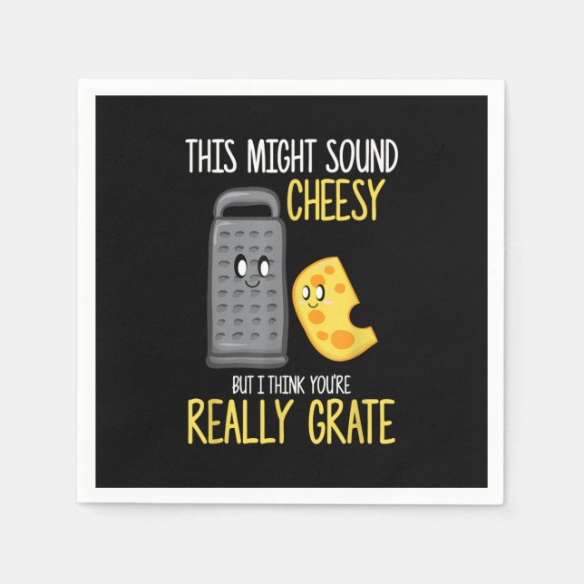 Servilleta De Papel Queso Lover Cute Food Pun Cheesy Fiesta (Anverso)