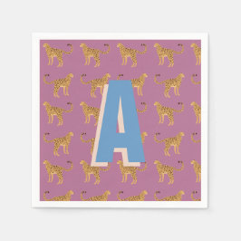 Servilleta De Papel Quetah, leopardo rosa monogramado