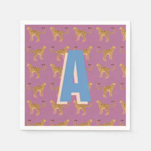 Servilleta De Papel Quetah, leopardo rosa monogramado