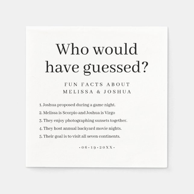 Servilleta De Papel ¿Quién hubiera adivinado a Boda? (Anverso)