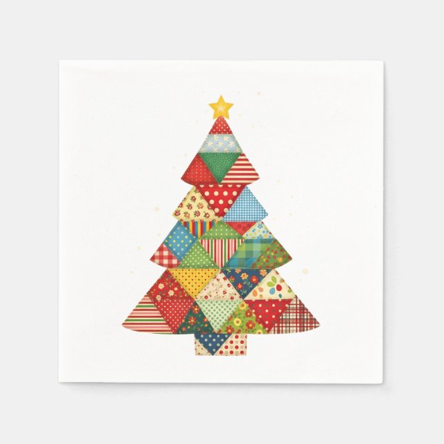 Servilleta De Papel Quilt Christmas Tree Festive Quilt Lovers  (Anverso)