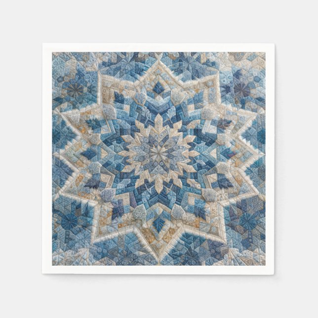 Servilleta De Papel Quilt kaleidoscopio retro con copo de nieve (Anverso)
