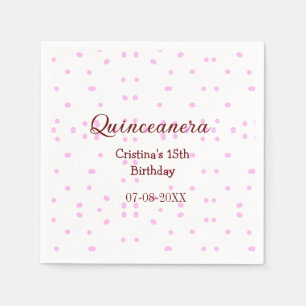 Servilleta De Papel Quinceanera anos 15 años añadir puntos rosados