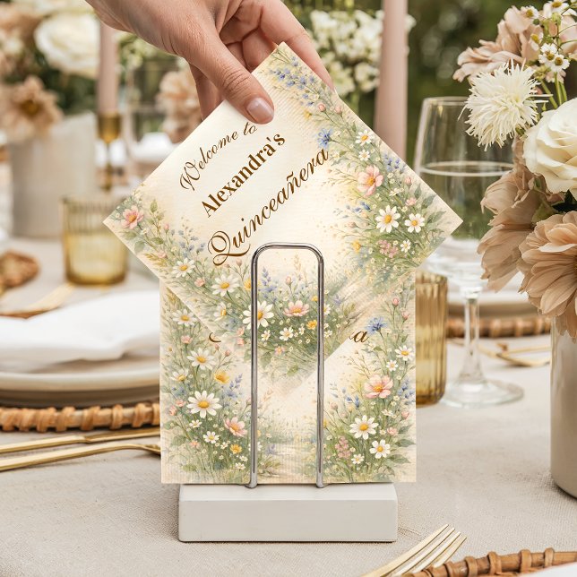 Servilleta De Papel Quinceañera Azul de Pradera con Rubor (Subido por el creador)