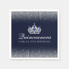 Servilleta De Papel Quinceanera azul y Purpurina