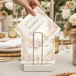 Servilleta De Papel Quinceañera Barroco Melocotón Rosado