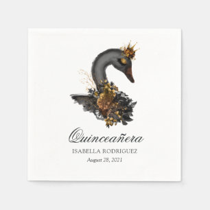 Servilleta De Papel Quinceañera Cisne Negro