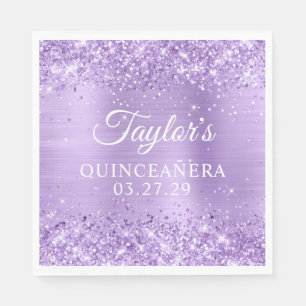 Servilleta De Papel Quinceañera de lámina brillante de lavanda