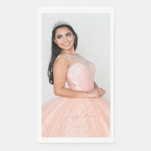 Servilleta De Papel Quinceanera Dress Photo Two Color Font (Anverso)