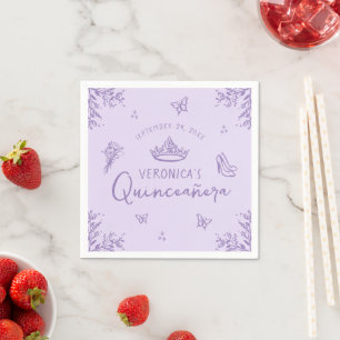 Servilleta De Papel Quinceanera elegante de lavanda