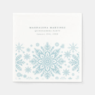 Servilleta De Papel Quinceanera Fiesta Blue Snowflake Winter