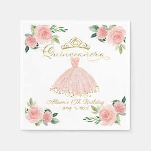 Servilleta De Papel Quinceanera Fiesta Rubor Guiso de Napkins Floral R