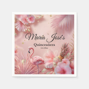 Servilleta De Papel Quinceañera Flamenco Tropical personalizado