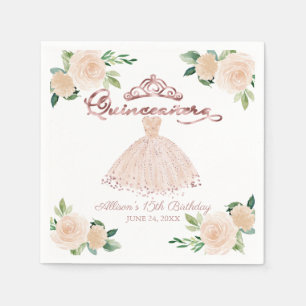 Servilleta De Papel Quinceañera Floral Rubor