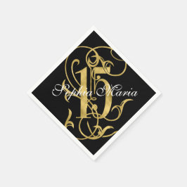 Servilleta De Papel Quinceanera Gold Leaf Look Ornate 15 Any Color