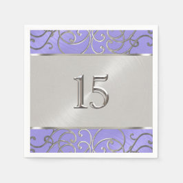 Servilleta De Papel Quinceanera Lavender Plata Púrpura Piscina Filigrí