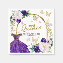Servilleta De Papel Quinceañera Mariposa Morada