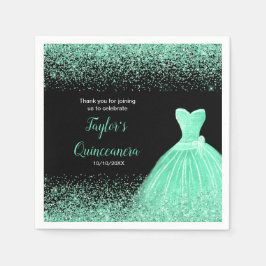 Servilleta De Papel Quinceanera Mint Green Faux Purpurina