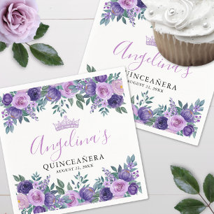 Servilleta De Papel Quinceañera Morado Floral