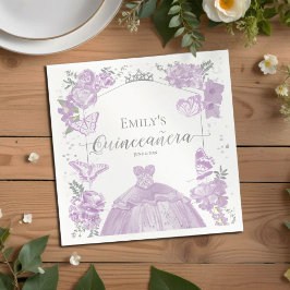 Servilleta De Papel Quinceanera Napkins Lavanda Vestido Floral