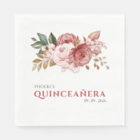Quinceanera Pink Floral Rustic Botánico