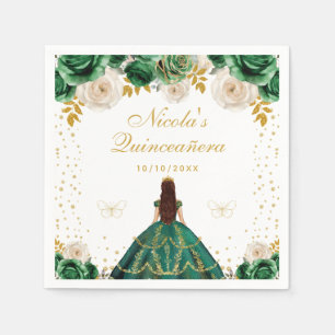 Servilleta De Papel Quinceañera Princesa Floral Verde