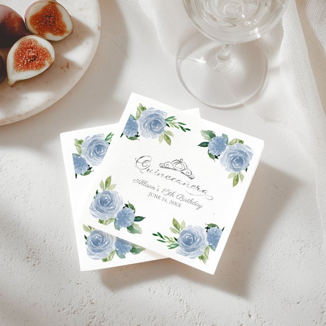 Servilleta De Papel Quinceanera Relieve metalizado plateado Tiara Flor (Subido por el creador)