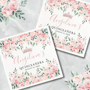 Servilleta De Papel Quinceañera Rosa Floral