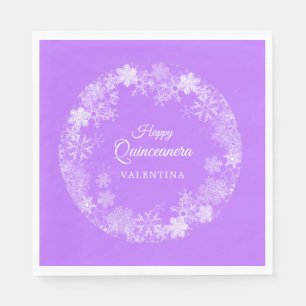 Servilleta De Papel Quinceanera Winter Wonderland Snowflake Purple