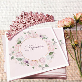 Servilleta De Papel Quincearnera Rosas Rubor Pink