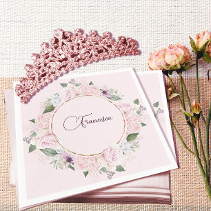 Servilleta De Papel Quincearnera Rosas Rubor Pink