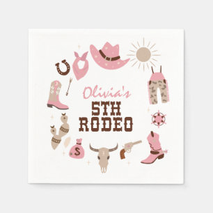 Servilleta De Papel Quinto Rodeo Rosa Occidental Vaquero Cumpleaños 5