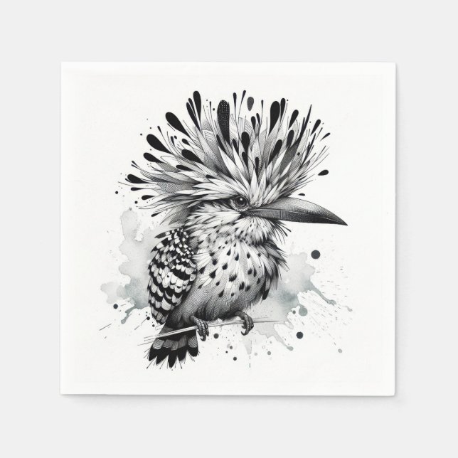 Servilleta De Papel Quirky Bird Ink Sketch (Anverso)
