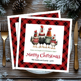 Servilleta De Papel Quirky Christmas chickens napkin set custom name