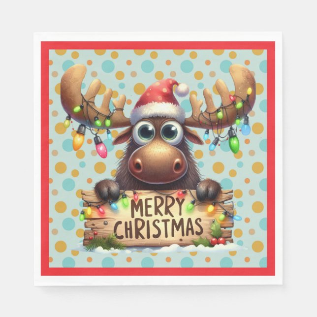 Servilleta De Papel Quirky Christmas Moose (Anverso)