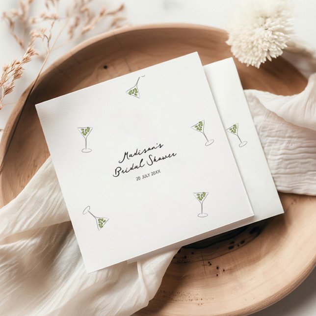 Servilleta De Papel Quirky Martini con mano y ducha de novia dibujada (Subido por el creador)