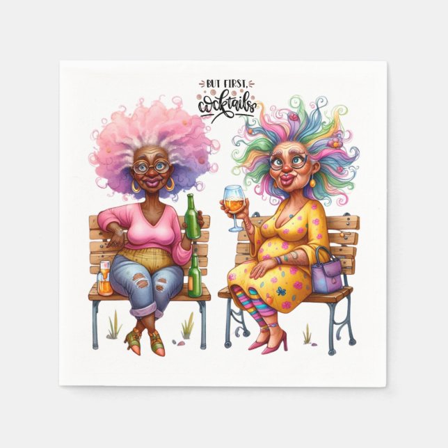 Servilleta De Papel Quirky Wine Ladies Cocktails Papel Napkin (Anverso)