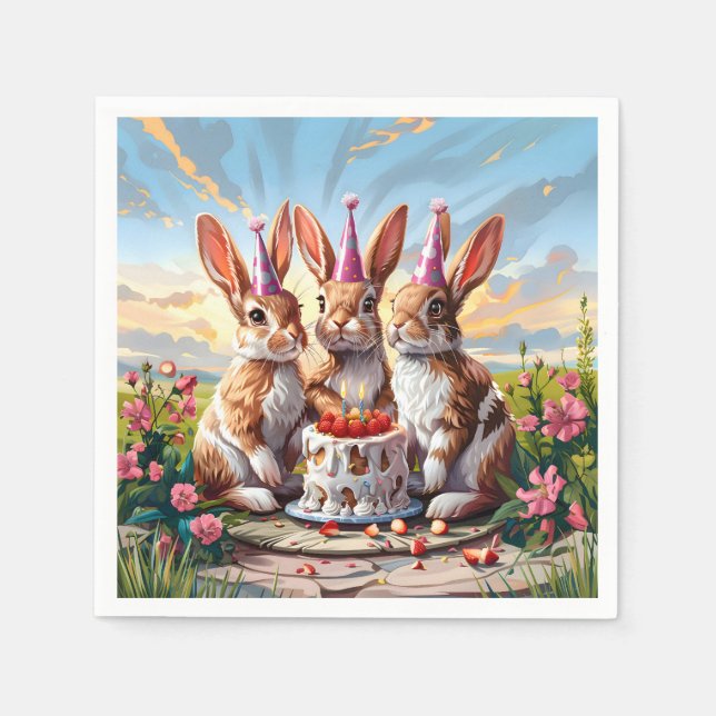 Servilleta De Papel Rabbit Birday Bash (Anverso)