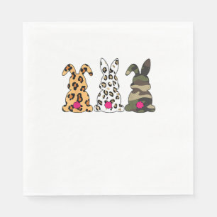 Servilleta De Papel Rabbits Bunnies Leopard Camouflage Feliz Pascua Da
