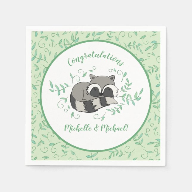 Servilleta De Papel Raccoon Baby Shower (Anverso)