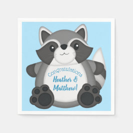 Servilleta De Papel Raccoon Baby Shower Blue
