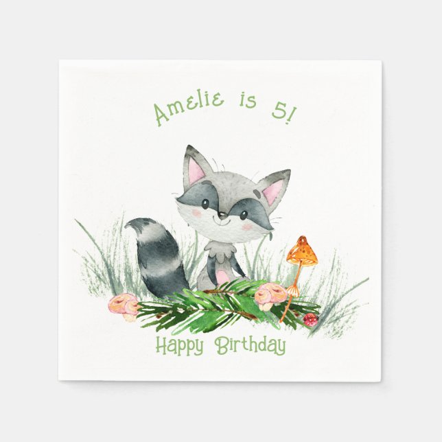 Servilleta De Papel Raccoon Cute Cute Napkins (Anverso)