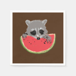 Servilleta De Papel Raccoon Eating Watermelon