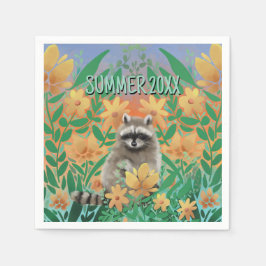 Servilleta De Papel Raccoon Floral Summer